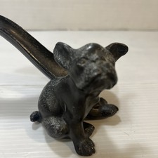 Antique French Bulldog Pipe Stand Holder Cast Metal Collectible Grey 3” picture