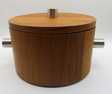 LUNDTOFTE DENMARK COMBIWOOD TEAK ICE BUCKET STAINLESS HANDLE ~ MCM PAUL PEDERSEN picture