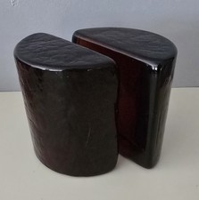 Vintage BLENKO ART GLASS HALF MOON BOOKENDS ~ Dark Amber Wayne Husted MCM picture