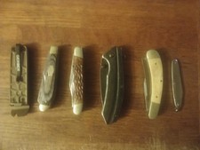lot 6 manual folding knives gerber slim pry, old timer, solingen bear hunter etc picture