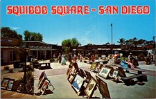 Vintage Squibob Square Old Town San Diego California Art Market Postcard picture