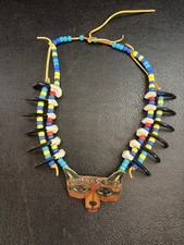 Vintage Native American Style Claw Necklace Leather Running Fox Beaded 14