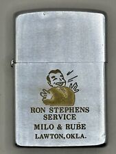 Vintage 1971 Ron Stevens Service Milo & Rube Lawton Ok Chrome Zippo Lighter Rare picture