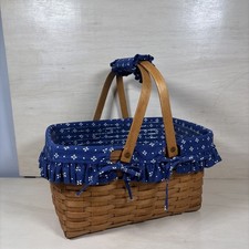 Longaberger 1994 Large Market Basket Woven Traditions Blue Liner Protector Grip picture