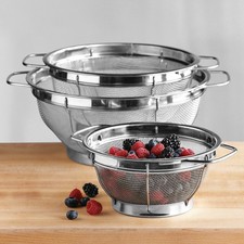 Williams Sonoma Mesh Colander Set of 3, Stainless Steel Kitchen Strainers picture