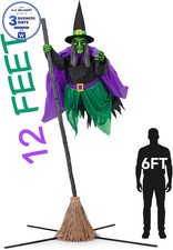 12 Ft Animated Hovering Witch - Spooktacular Outdoor Halloween Decor picture