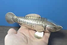 Unique RARE Vintage Articulated Silver Fish Figure Paperweight picture