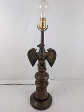 1960's Vintage Federal Brass Eagle Wooden Table Lamp Works Great no lampshade picture