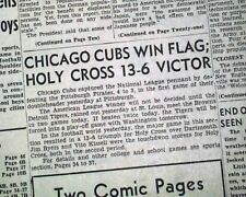 CHICAGO CUBS Win NL Baseball MLB Pennant Last WS Until 2016 in 1945 Newspaper picture