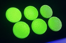 (6) VTG Uranium Glass Czech Glass Shank Buttons Retro Art Deco 1930s Iridescent picture