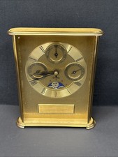 Vintage CYMA Hermle 2100 Calendar Moon Phase Brass Desk Clock Germany picture