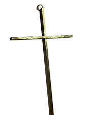 Antique Vintage West Germany Solid Brass Cross Hanging Wall Art Christian 10