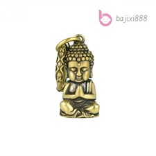 Brass Handcarved Mini Shakyamuni Buddha Statue Home Zen Decoration Keychain  picture