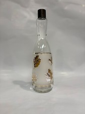 Vintage Libbey White Frosted Glass Decanter  w/Gold Leaves picture