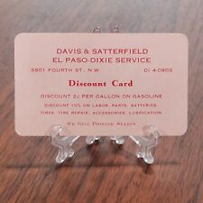 Davis and Satterfield El Paso Dixie Service Advertising Gas Oil Discount Card picture