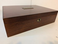 Vintage The Bombay Company Mahogany Wood Letter Velvet Liner Box Desk Organizer picture