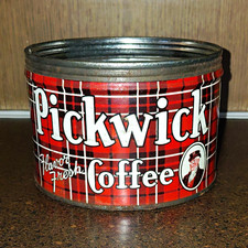 Pickwick Coffee Vintage Advertising 1 lb Vacuum Packed Tin Can Red Plaid picture