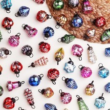 IndianShelf 25 Pieces Retro Distress Glass Vintage Christmas Tree Ornaments picture