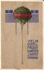 Art Nouveau German Jugend Style - New Year`s Vintage Artist Postcard picture