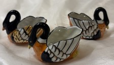 Set Of 3 Beautiful Vintage Noritake Hand Painted Lusterware Swan Figurine Japan picture