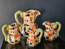 Set of 4 Vintage Ironstone Mason Imari Hydra/Snake Handled Pitchers and Basin picture