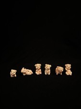 Vintage Set of 6 Mini Ceramic Pig Figurines Cute Farm Animal Collectibles picture