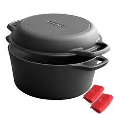 EDGING CASTING 2 in 1 Pre Seasoned Cast Iron Dutch Oven Pot with Skillet Lid picture