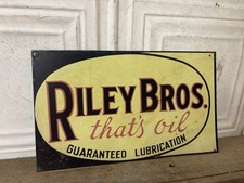 Rare Riley Bros Motor Oil Sign Service Station Can Gas Pump Battery Shop Shell picture