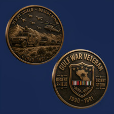 Gulf War Challenge Coin Desert Storm Veteran 1990 1991 Commemorative Medal Gift picture