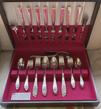 BURGUNDY-CHAMPAGNE IS Rogers Flatware Case 43 Pcs Silverplate 1934 Grapes picture