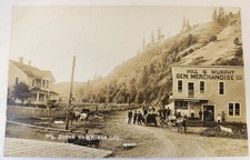 RPPC Bridge Oregon HILL MURPHY General Merchandise Store Old Car Wagon People picture