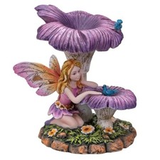 FAIRY RESTING UNDER FLOWER - 6 INCH picture