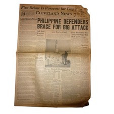 Vintage Cleveland News Jan 8 1942 WWII Philippine Defenders MacArthur Newspaper picture