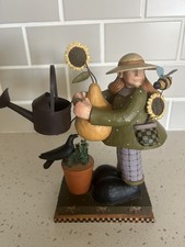 2004 Williraye Studio Summer's Harvest Lady w/ Pear Sunflowers Watering Can Bee picture