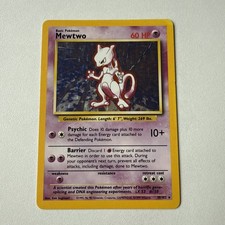 Pokémon TCG Mewtwo Base Set Holo Unlimited Rare Card 10/102 Vintage 1999 picture