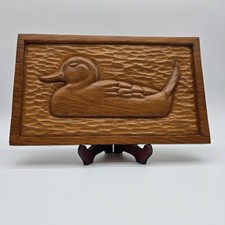 Vtg Hand Carved Oak Duck Plaque Ruddy Duck Hanta Yo Norcross 1988 picture