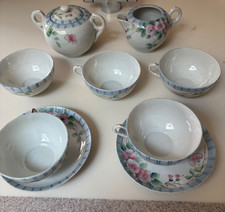 10 Piece Vtg 1920 Nippon Japan Covered Sugar Bowl Creamer 5 Cups 2 Saucers picture