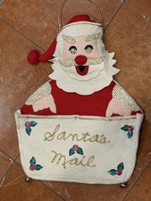 MCM VINTAGE BUCILLA SANTA'S MAIL FELT SEQUIN CHRISTMAS WALL HANGING FOlK ART EUC picture