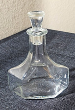 Vintage Clear Glass Cruet Decanter w Stopper 25cl Streator Shield Maker Mark picture