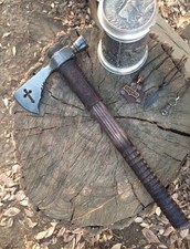 Handmade Forged Steel Pipe Tomahawk Axe - Custom Ash Wood Handle Hatchet - Gift. picture