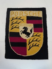 Porsche Crest Woven Wall Art Rug / Vintage / 14.5 x 17.5 Inches Black picture