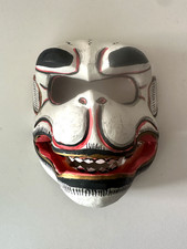 Vintage Balinese Hanuman Mask Carved Wood White Monkey God Ramayana Topeng picture