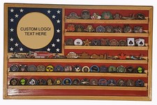 Custom traditional Challenge Coin Display Flag (your logo) Holds 70-100 Coins picture