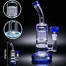 10 inches Blue Heavy Glass Bong Shisha Percolate Hookah Water Pipe w/ 14mm Bowl picture