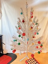 Stunning Evergleam 6 ft. Aluminum 55 Branch Christmas Tree With Vintage Decor picture