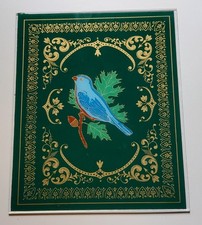 Vintage Never Used NOS Reverse Painted Clock Glass Eglomise Vibrant Bluebird picture