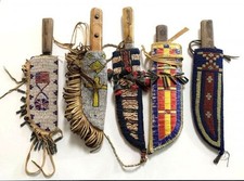 Indian Beaded Native American Sioux Handmade Knife Sheath 5 Pcs picture