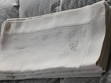 Vintage Luxury 6 White Linen/Damask Dinner Napkins 27
