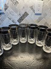 Vintage MCM 8 Kimiko Silver “Guardian Crest” Highball Glass Barware Knight picture