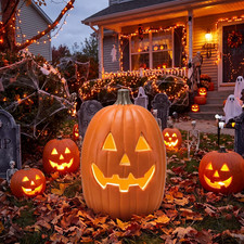 16 Inch Jack O Lantern Halloween Plastic Light up Pumpkin Lantern picture